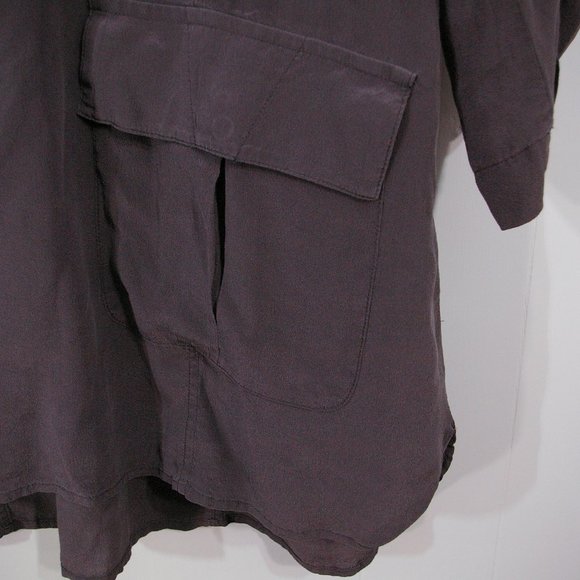 Anthopologie Edme & Esyllte 100% Silk Blouse Top Womens Large 3/4 Sleeve Henley - Picture 3 of 8